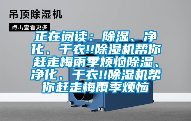 正在閱讀：除濕、凈化、干衣!!除濕機幫你趕走梅雨季煩惱除濕、凈化、干衣!!除濕機幫你趕走梅雨季煩惱